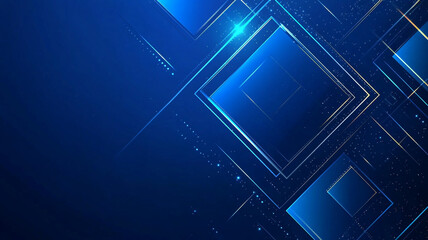 Poster - Abstract geometric illustration featuring blue squares and lines on a dark background
