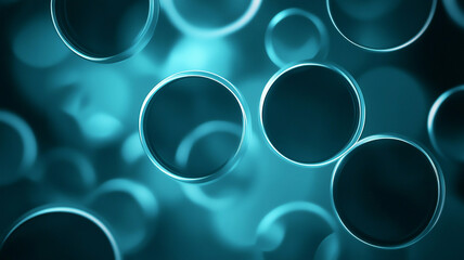 Poster - Vibrant blue circular shapes float, evoking depth and movement
