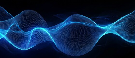 Wall Mural - Blue Wave Line Movement. Abstract Light Technology Background