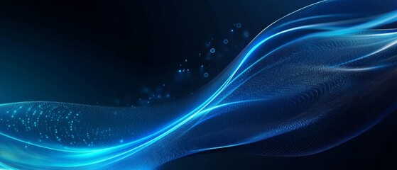 Poster - Blue Wave Line Movement. Abstract Light Technology Background