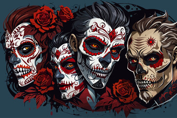 day of dead vampire zombie and werewolf horror