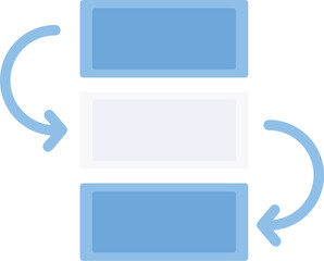 Poster - Minimalist blue icon depicting data synchronization with arrows moving in a loop around three bars, representing data transfer and exchange