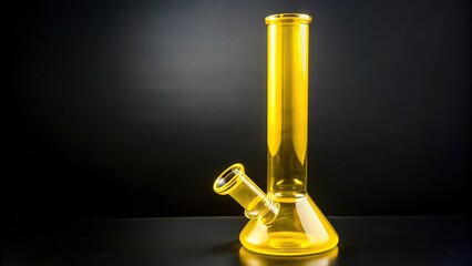 Yellow plastic bong isolated on black background