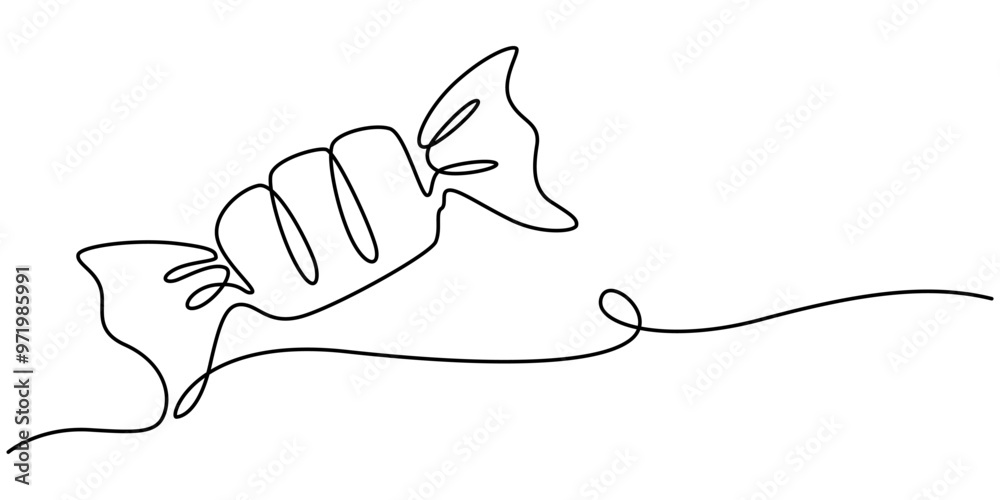 Candy in one continuous line drawing, . Contour icon. Doodle vector ...