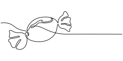Candy in one continuous line drawing, . Contour icon. Doodle vector illustration, One continuous line drawing of sweet candy. Chocolate. Isolated on white background vector illustration