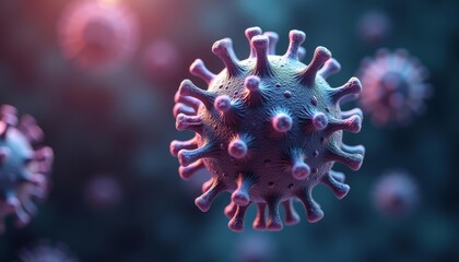 Canvas Print -  Viral Illustration  A 3D rendering of a virus particle