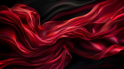 Wall Mural - Abstract Swirling Red Fabric on Black Background