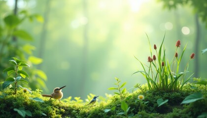 Canvas Print -  Natures serene sanctuary with feathered friends