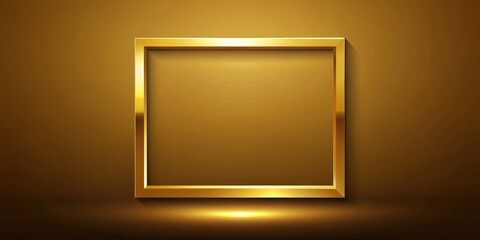 Gold square on a background, shiny, metallic, geometric, luxury, elegance, design, modern, golden, clean, isolated, decoration