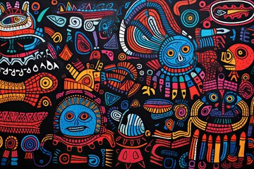 Wall Mural - Guna Yala Heritage Unveiled Vibrant Panama Mola Tapestry



