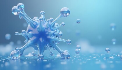 Poster -  Ethereal Water Droplets in Blue Hues