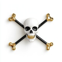 A striking skull and crossbones symbol with a glossy finish, perfect for designs needing a touch of danger or adventure.