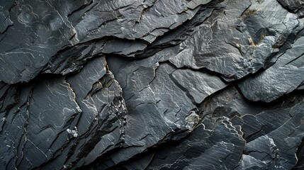 Wall Mural - Close-up of Rough, Black Slate Stone Texture