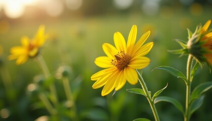 Wall Mural -  Blooming Sunshine  A Field of Yellow Flowers