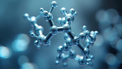 Wall Mural -  Molecular structure in focus against blurred background