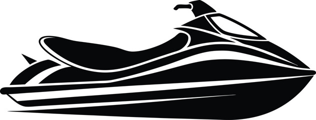 Jet ski silhouette Vector Icon, Illustration on black and white background.