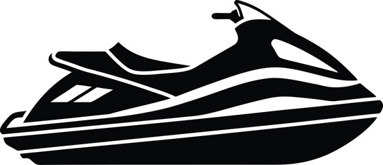 Jet ski silhouette Vector Icon, Illustration on black and white background.