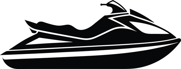 Jet ski silhouette Vector Icon, Illustration on black and white background.