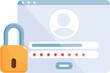 © nsit0108 - Illustration of a secure login page with a padlock, representing the concept of online security and data protection