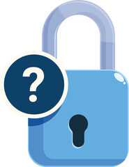 Poster - Blue padlock is displaying a question mark icon, highlighting potential security concerns and the need for caution