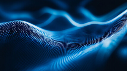 Poster - Abstract blue waves creating a digital textures landscape in a dark setting