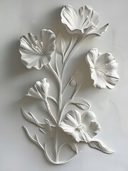 Sticker - White flower design on wall