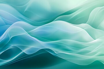 Wall Mural - abstract teal waves: a serene and ethereal abstract background, composed of flowing, translucent tea