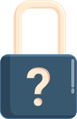 Poster - closed padlock featuring a question mark is representing the concept of uncertainty in security and 