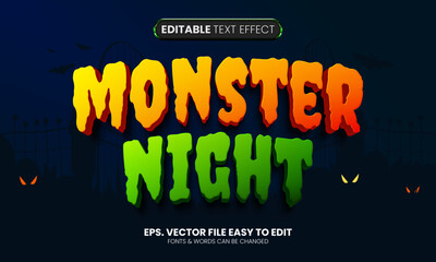 Wall Mural - monster night editable text effect