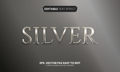 Wall Mural - metallic silver editable text effect, 3d text style