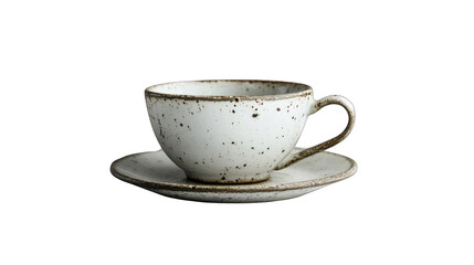 side view of a hand crafted ceramic teacup transparant background