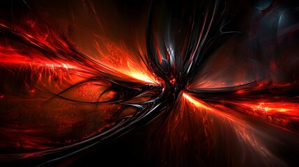 Poster - Abstract Red and Black Fractal Background