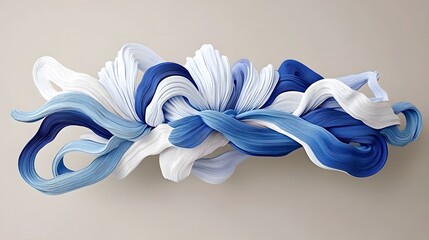 Abstract Blue and White Swirls on Neutral Background