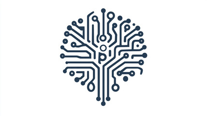 Poster - Circuit board shaped like a brain, representing the fusion of technology and intelligence