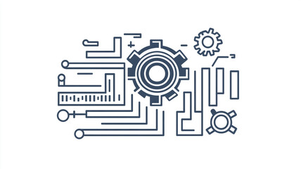 Poster - Modern illustration of gears and circuits representing technology and engineering concepts