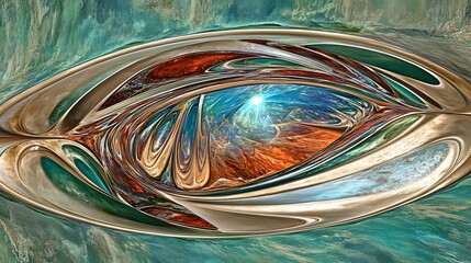 Abstract Eye with Metallic Texture and Swirling Colors