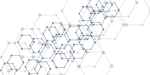 Abstract pattern with hexagonal white and gray technology line paper background. Hexagonal 3d vector grid tile and mosaic structure simple style hexagonal graphic concept. Futuristic surface design.	

