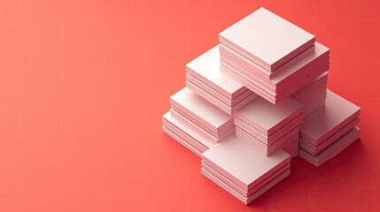 Poster - A flat lay of a 3D business cost structure in geometric layers, with ample copy space