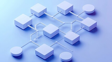 Poster - Abstract 3D flowchart of cost structure for business, clean background with copy space