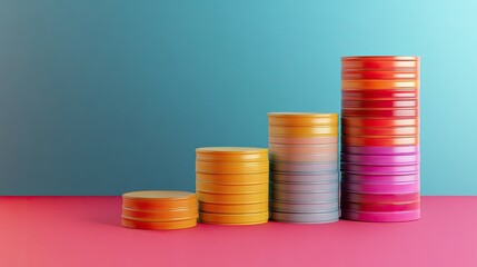 Poster - Business cost diagram in 3D layers with colors, copy space provided.