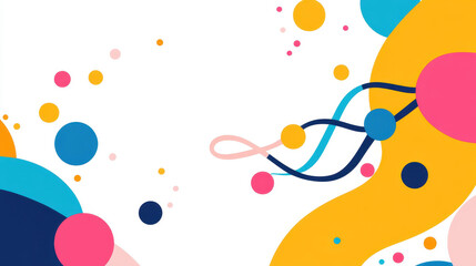 Explore a colorful illustration of DNA molecules, featuring modern flat designs and textures for a fun, educational look.