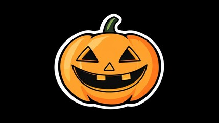 Poster - A cheerful Jackolantern glows brightly on a  black canvas, adding a festive touch to the Halloween spirit.