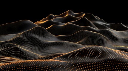 Wall Mural - Abstract Black and Gold Digital Landscape