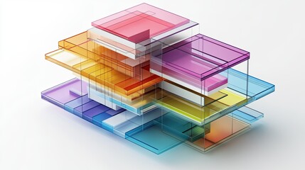 Poster - Colorful 3D business expense model showing sections and layers, with room for copy.