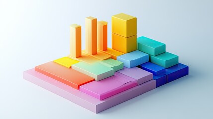 Poster - Colorful 3D business expense model showing sections and layers, with room for copy.