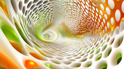 Wall Mural - Abstract White Orange Green 3D Pattern Background