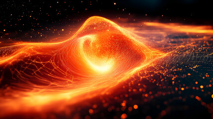 Poster - Abstract Orange and Black Digital Vortex Background