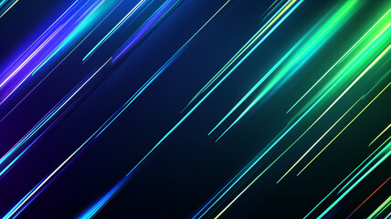 Poster - Dynamic neon streaks create a vibrant background with a blend of blue and green hues