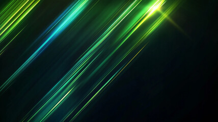 Poster - Vibrant abstract illustration featuring dynamic green and blue light streaks on a dark background