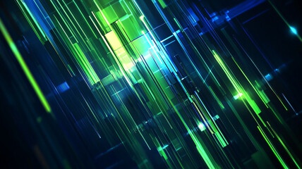 Poster - Abstract illustration of colorful vertical lines in a digital landscape at night